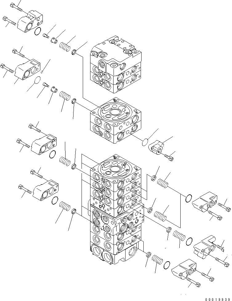 Komatsu parts book diagram for PC50MR-2 S/N 5001-UP (For North America): MAIN VALVE (10-VALVE) (FOR POWER ANLGLE BLADE) (4/24)