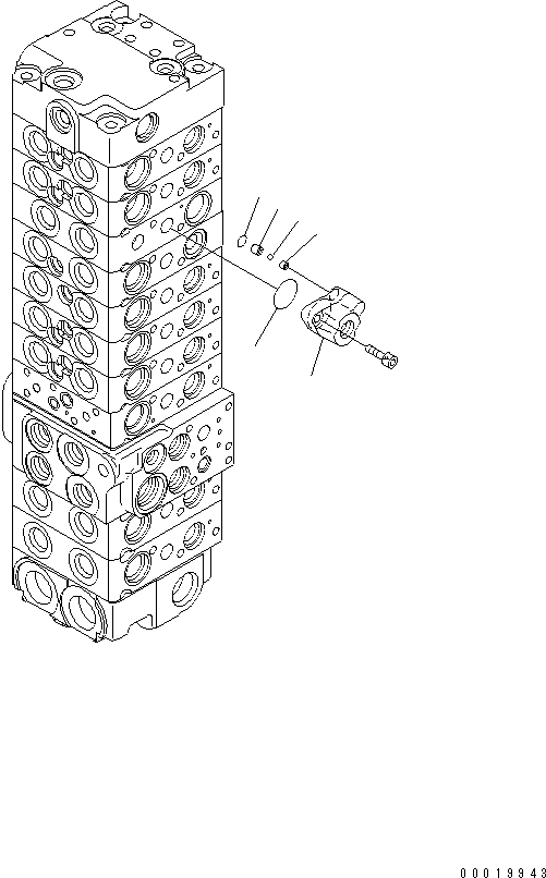 Komatsu parts book diagram for PC50MR-2 S/N 5001-UP (For North America): MAIN VALVE (10-VALVE) (FOR POWER ANLGLE BLADE) (8/24)