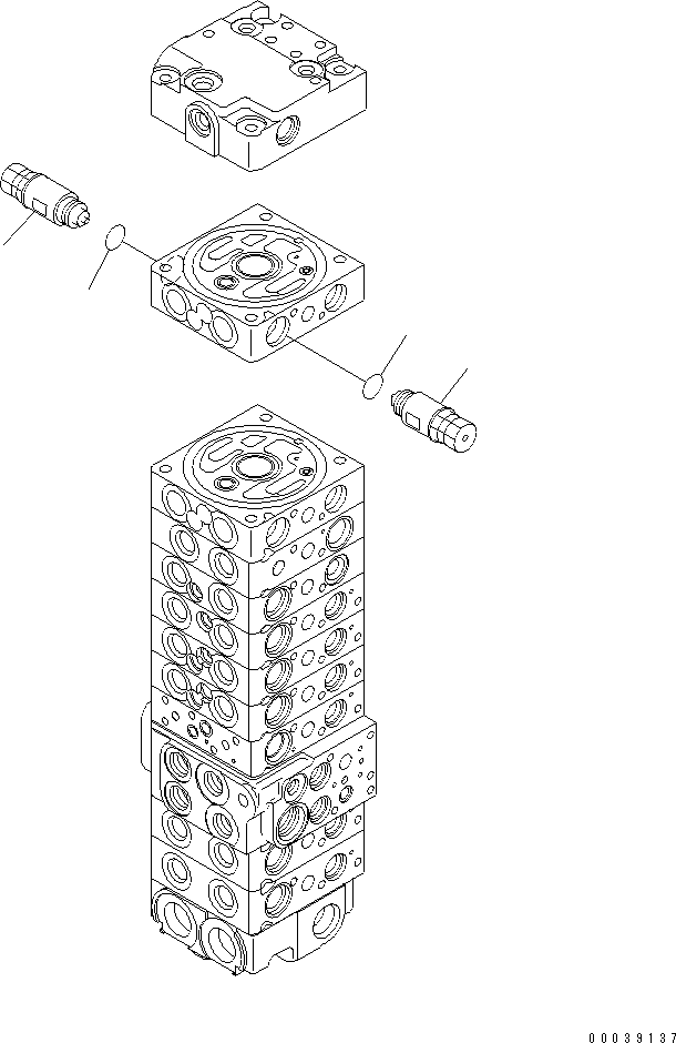 Komatsu parts book diagram for PC50MR-2 S/N 5001-UP (For North America): MAIN VALVE (10-VALVE) (FOR POWER ANLGLE BLADE) (24/24)