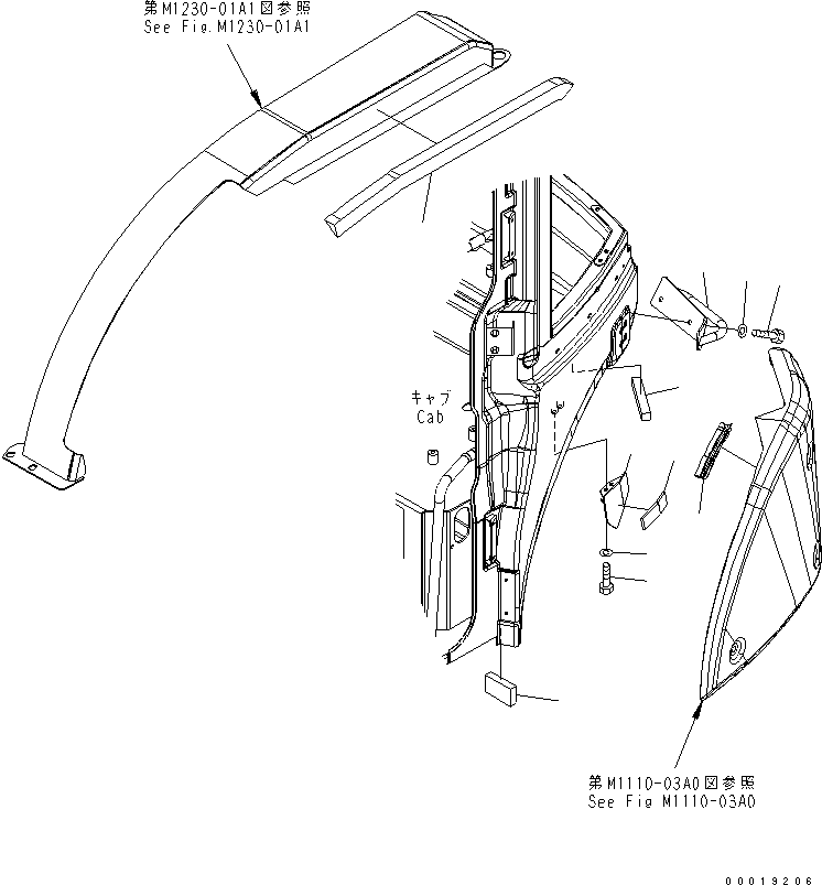 Excavators Komatsu / PC50MR-2 S/N 5001-UP (For EU)(pc50mr1c) / HOOD (SEAL) (FOR CAB)(240070 : M1110-04A1)