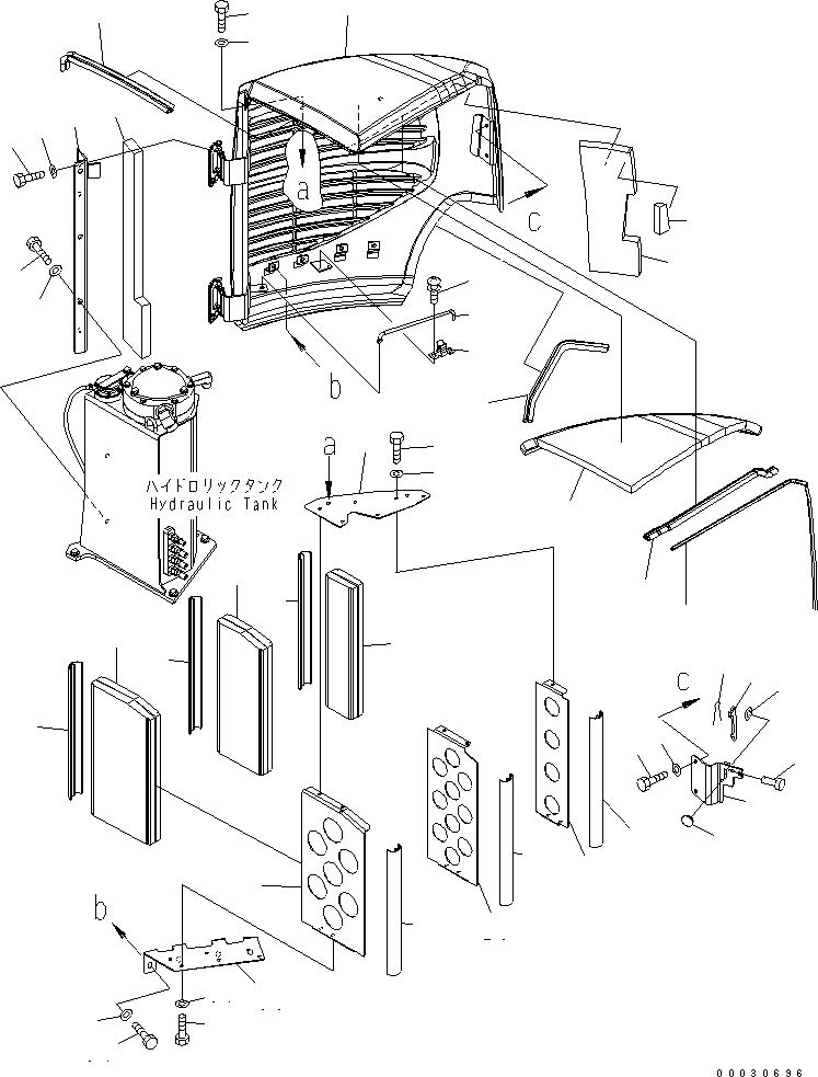 Excavators Komatsu / PC50MR-2 S/N 5001-UP (For EU)(pc50mr1c) / SIDE COVER (R.H.) (2/2)(#6095-)(240110 : M1140-02A0A)