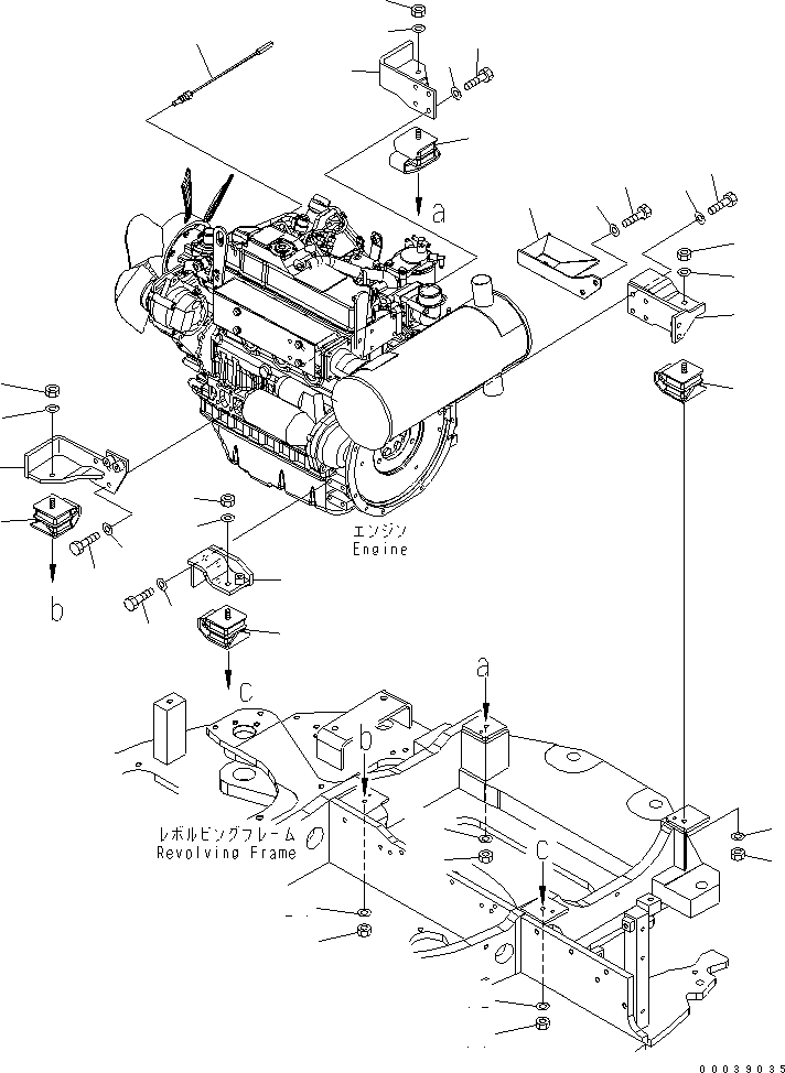 Komatsu parts book diagram for PC50MR-2 S/N 5001-UP (For High Altitude): ENGINE MOUNTING PARTS (HIGH ALTITUDE SPEC.)
