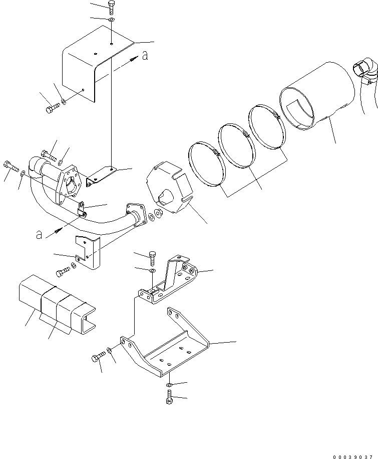 Komatsu parts book diagram for PC50MR-2 S/N 5001-UP (For High Altitude): ENGINE RELATED PARTS (COVER AND MUFFLER BRACKET) (HIGH ALTITUDE SPEC.)