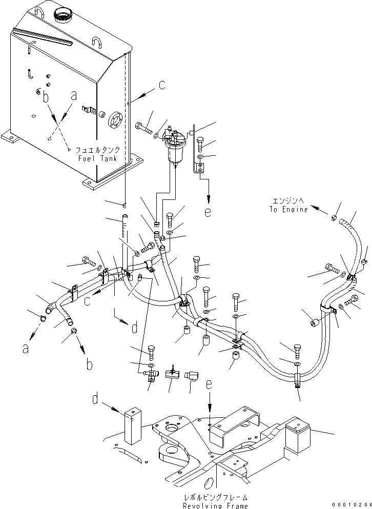 Komatsu parts book diagram for PC50MR-2 S/N 5001-UP (For High Altitude): FUEL LINE