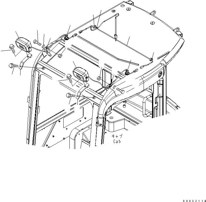 Komatsu parts book diagram for PC50MR-2 S/N 5001-UP (For High Altitude): ADDITIONAL WORK LAMP (FOR CAB) (FRONT)