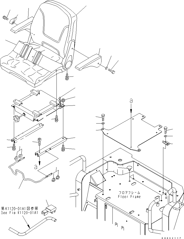 Komatsu parts book diagram for PC50MR-2 S/N 5001-UP (For High Altitude): OPERATOR'S SEAT (SUSPENTION TYPE) (FOR NORTH AMERICA)(#5001-5519)