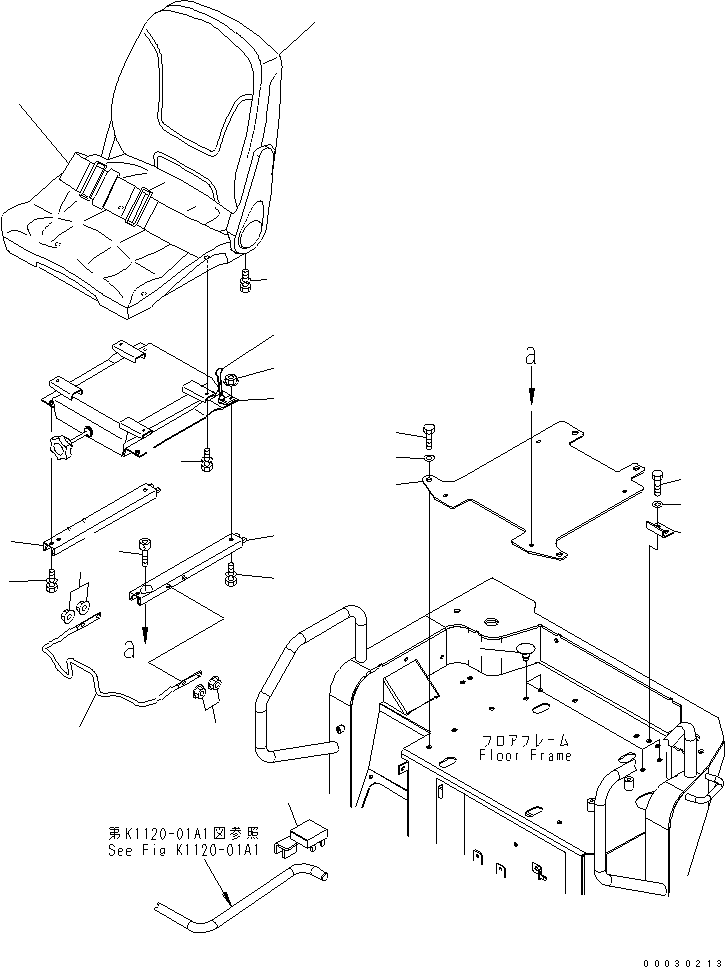 Komatsu parts book diagram for PC50MR-2 S/N 5001-UP (For High Altitude): OPERATOR'S SEAT (SUSPENTION TYPE) (FOR NORTH AMERICA)(#5520-)