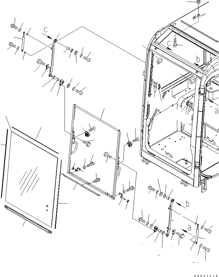 Komatsu parts book diagram for PC50MR-2 S/N 5001-UP (For High Altitude): OPERATOR'S CAB (2/8) (FRONT WINDOW)(#5001-5770)