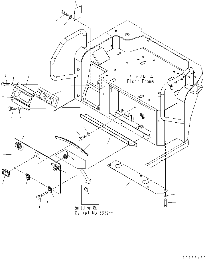 Komatsu parts book diagram for PC50MR-2 S/N 5001-UP (For High Altitude): OPERATOR'S CAB (COVER)