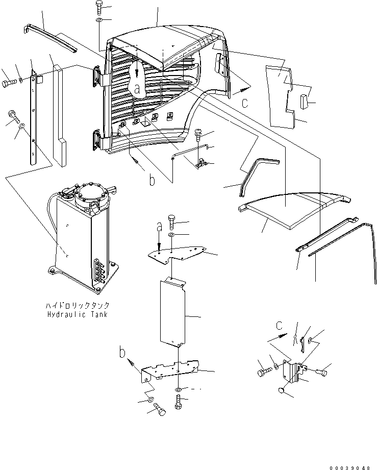 Komatsu parts book diagram for PC50MR-2 S/N 5001-UP (For High Altitude): SIDE COVER (R.H.) (2/2) (HIGH ALTITUDE SPEC.)