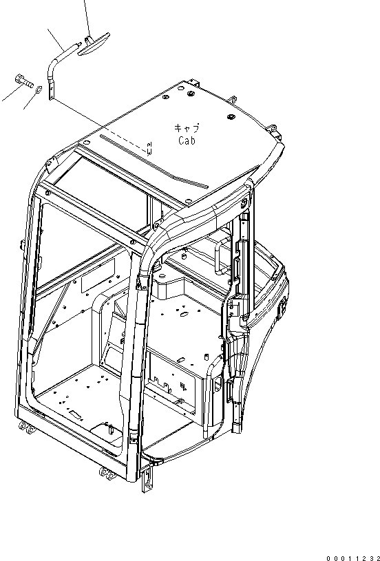 Komatsu parts book diagram for PC50MR-2 S/N 5001-UP (For High Altitude): REAR VIEW MIRROR (FOR CAB)
