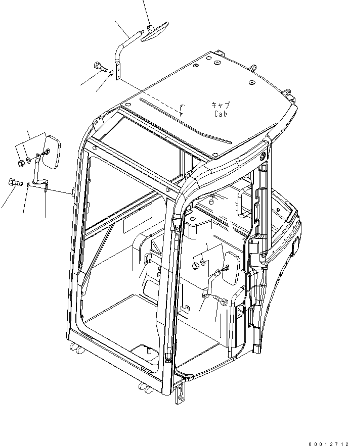 Komatsu parts book diagram for PC50MR-2 S/N 5001-UP (For High Altitude): REAR VIEW MIRROR (RIGHT AND LEFT) (CAB)