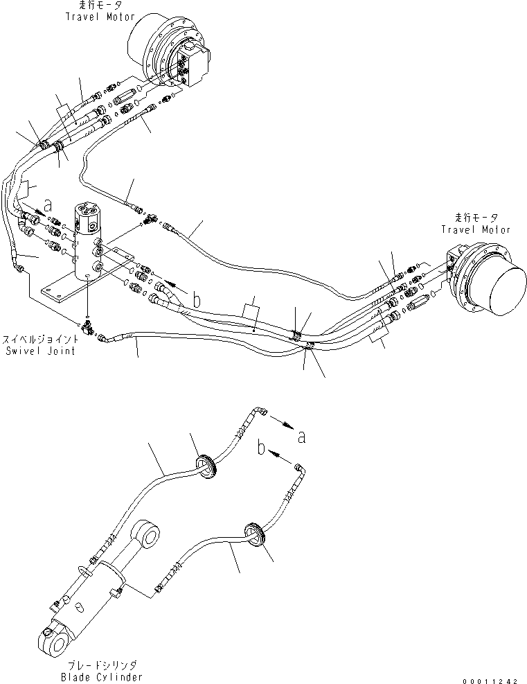Komatsu parts book diagram for PC50MR-2 S/N 5001-UP (For High Altitude): LOWER HYDRAULIC PIPING