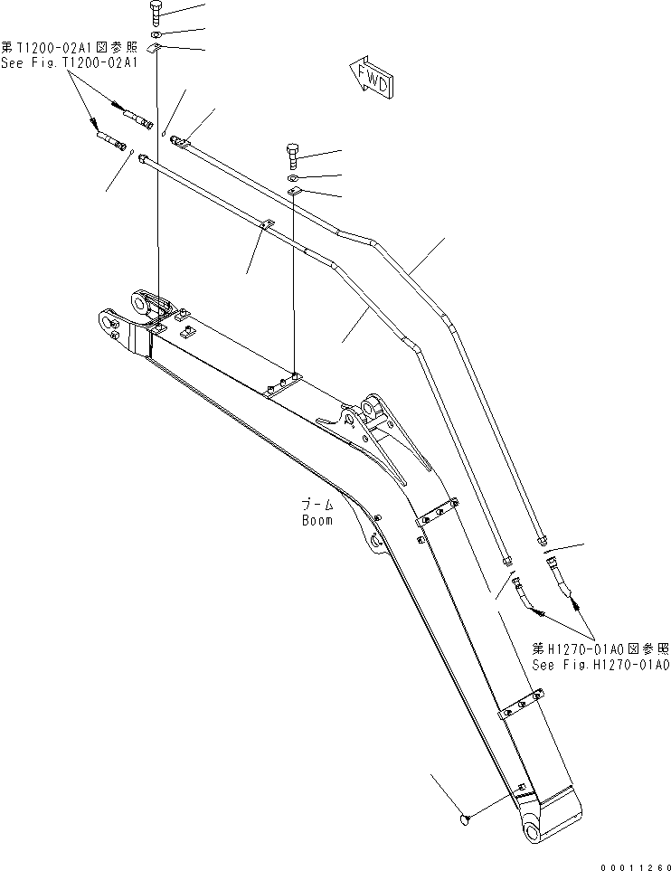 Komatsu parts book diagram for PC50MR-2 S/N 5001-UP (For High Altitude): BOOM (ATTACHMENT LINE)
