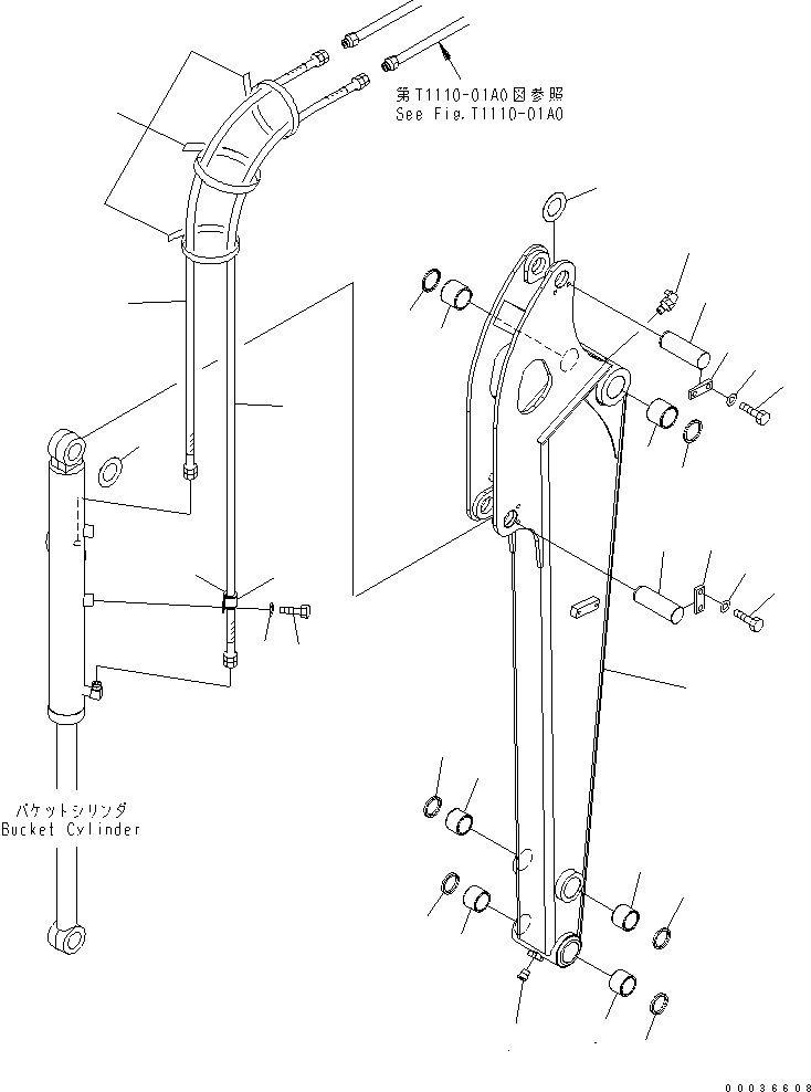 Komatsu parts book diagram for PC50MR-2 S/N 5001-UP (For High Altitude): ARM (1-ATTACHMENT) (FOR NORTH AMERICA)(#5834-)