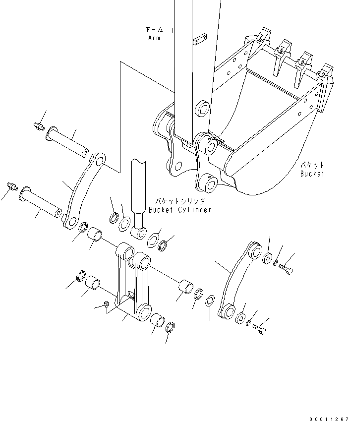 Komatsu parts book diagram for PC50MR-2 S/N 5001-UP (For High Altitude): BUCKET LINK