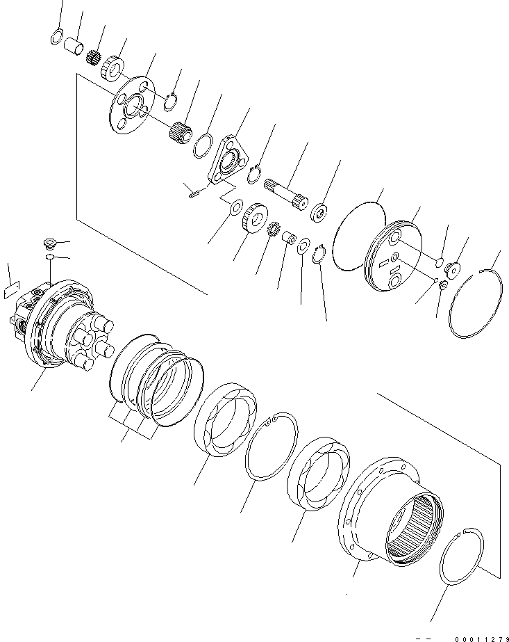 Komatsu parts book diagram for PC50MR-2 S/N 5001-UP (For High Altitude): TRAVEL MOTOR (INNER PARTS) (1/3)