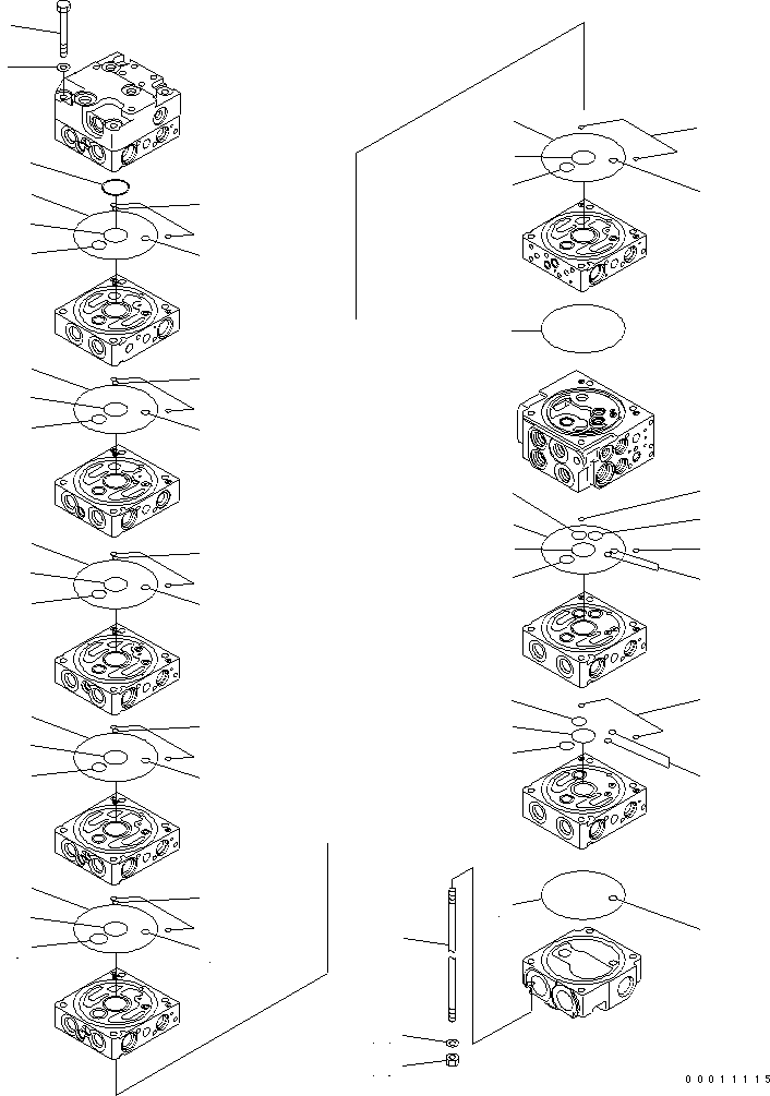 Komatsu parts book diagram for PC50MR-2 S/N 5001-UP (For High Altitude): MAIN VALVE (9-VALVE) (2/22)