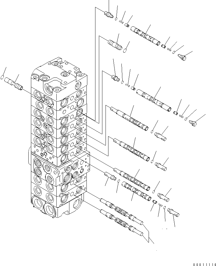 Komatsu parts book diagram for PC50MR-2 S/N 5001-UP (For High Altitude): MAIN VALVE (9-VALVE) (3/22)