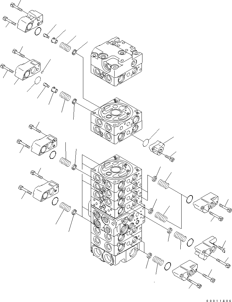 Komatsu parts book diagram for PC50MR-2 S/N 5001-UP (For High Altitude): MAIN VALVE (9-VALVE) (4/22)