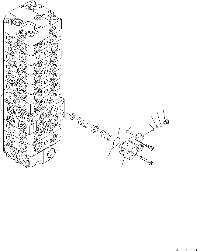 Komatsu parts book diagram for PC50MR-2 S/N 5001-UP (For High Altitude): MAIN VALVE (9-VALVE) (6/22)