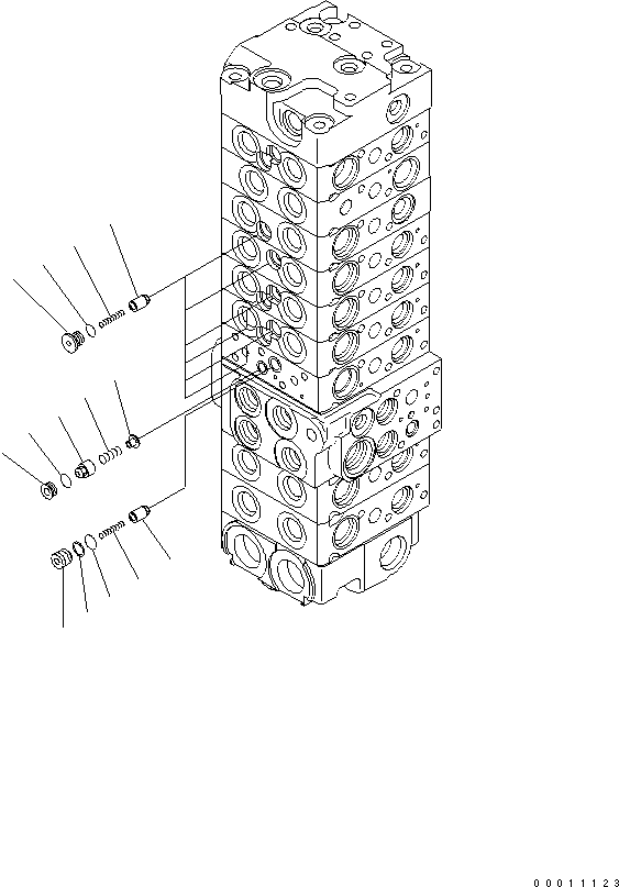Komatsu parts book diagram for PC50MR-2 S/N 5001-UP (For High Altitude): MAIN VALVE (9-VALVE) (10/22)