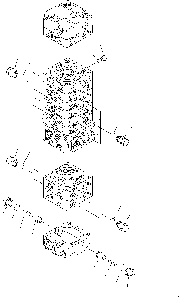 Komatsu parts book diagram for PC50MR-2 S/N 5001-UP (For High Altitude): MAIN VALVE (9-VALVE) (12/22)