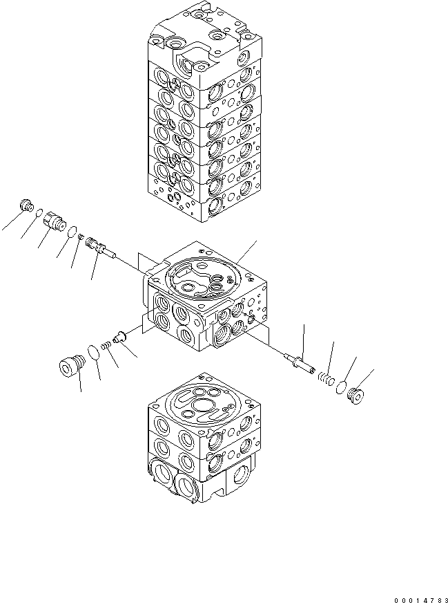 Komatsu parts book diagram for PC50MR-2 S/N 5001-UP (For High Altitude): MAIN VALVE (9-VALVE) (13/22) (70L/MIN)