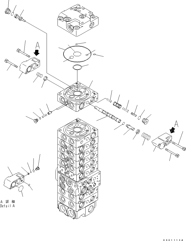 Komatsu parts book diagram for PC50MR-2 S/N 5001-UP (For High Altitude): MAIN VALVE (9-VALVE) (21/22) (70L/MIN) (FOR NORTH AMERICA)