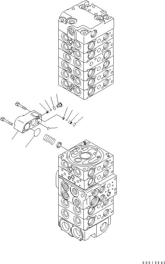 Komatsu parts book diagram for PC50MR-2 S/N 5001-UP (For High Altitude): MAIN VALVE (10-VALVE) (FOR POWER ANLGLE BLADE) (7/24)