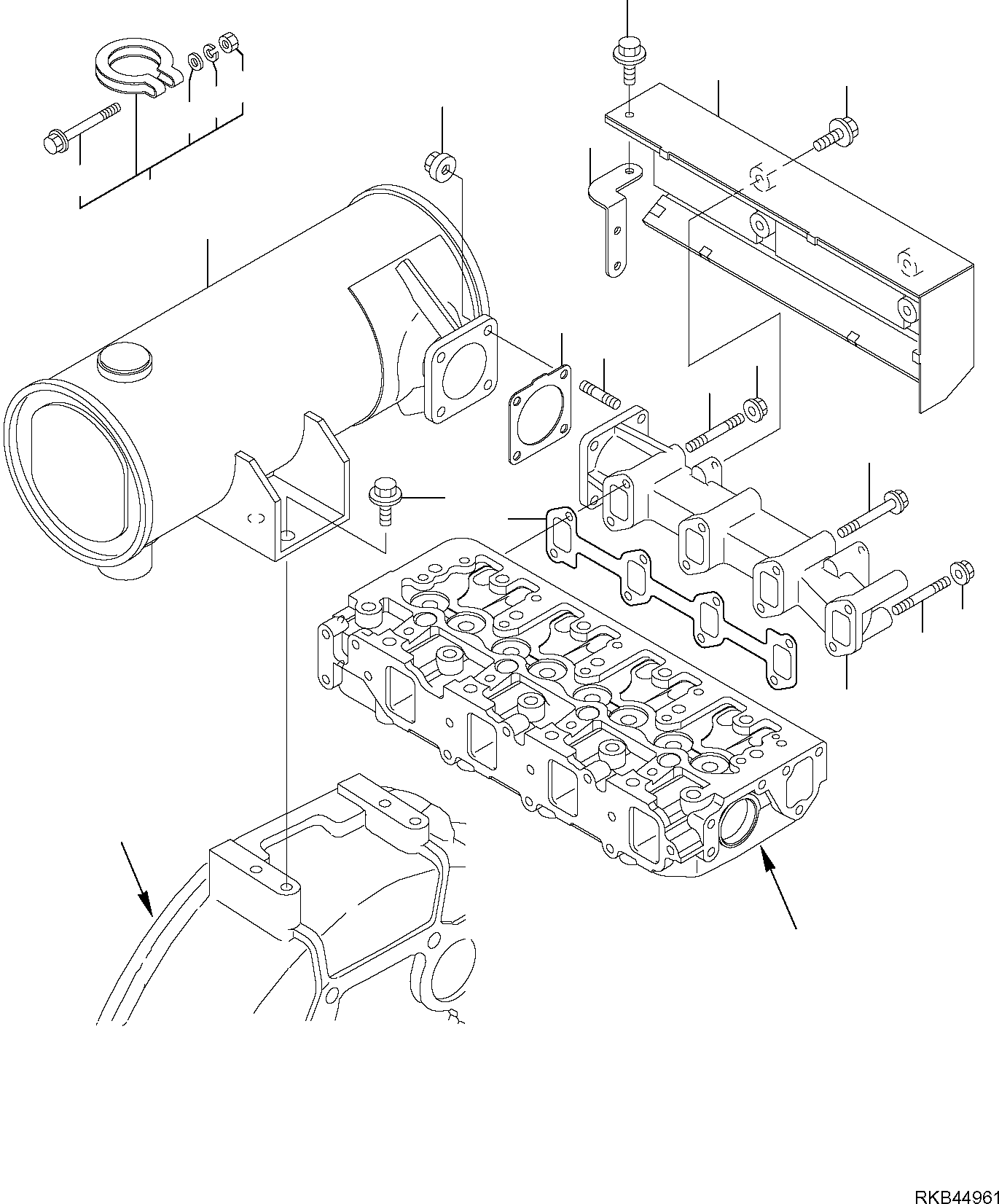 Komatsu parts book diagram for PC50MR-2 S/N F00103 AND UP: EXHAUST MANIFOLD