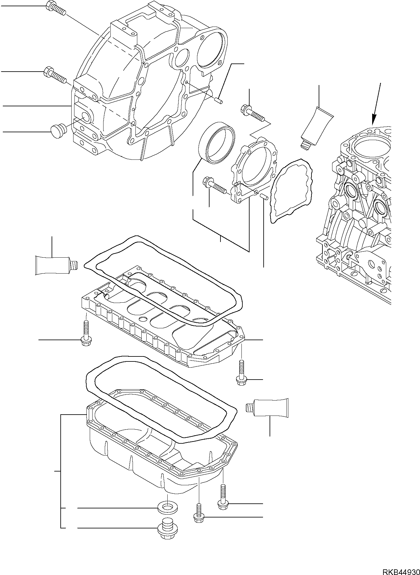 Komatsu parts book diagram for PC50MR-2 S/N F00103 AND UP: FLYWHEEL - LUBRICATING OIL SUMP