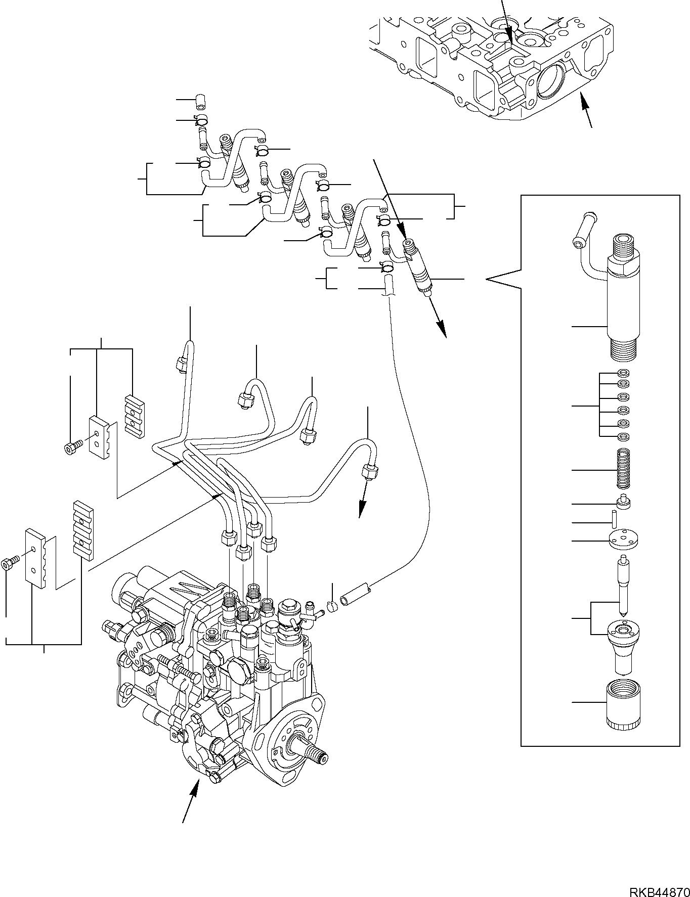 Komatsu parts book diagram for PC50MR-2 S/N F00103 AND UP: FUEL INJECTION LINE