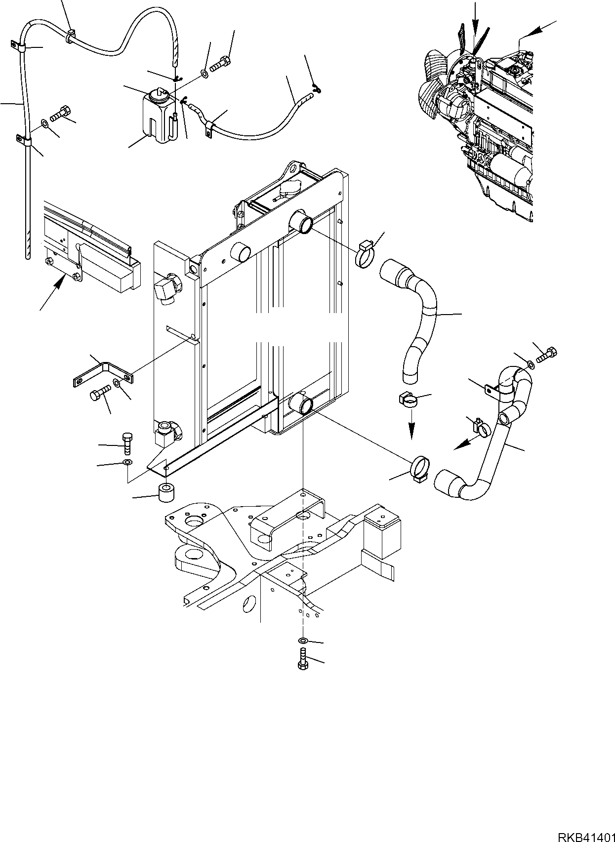 Komatsu parts book diagram for PC50MR-2 S/N F00103 AND UP: RADIATOR (1/2)