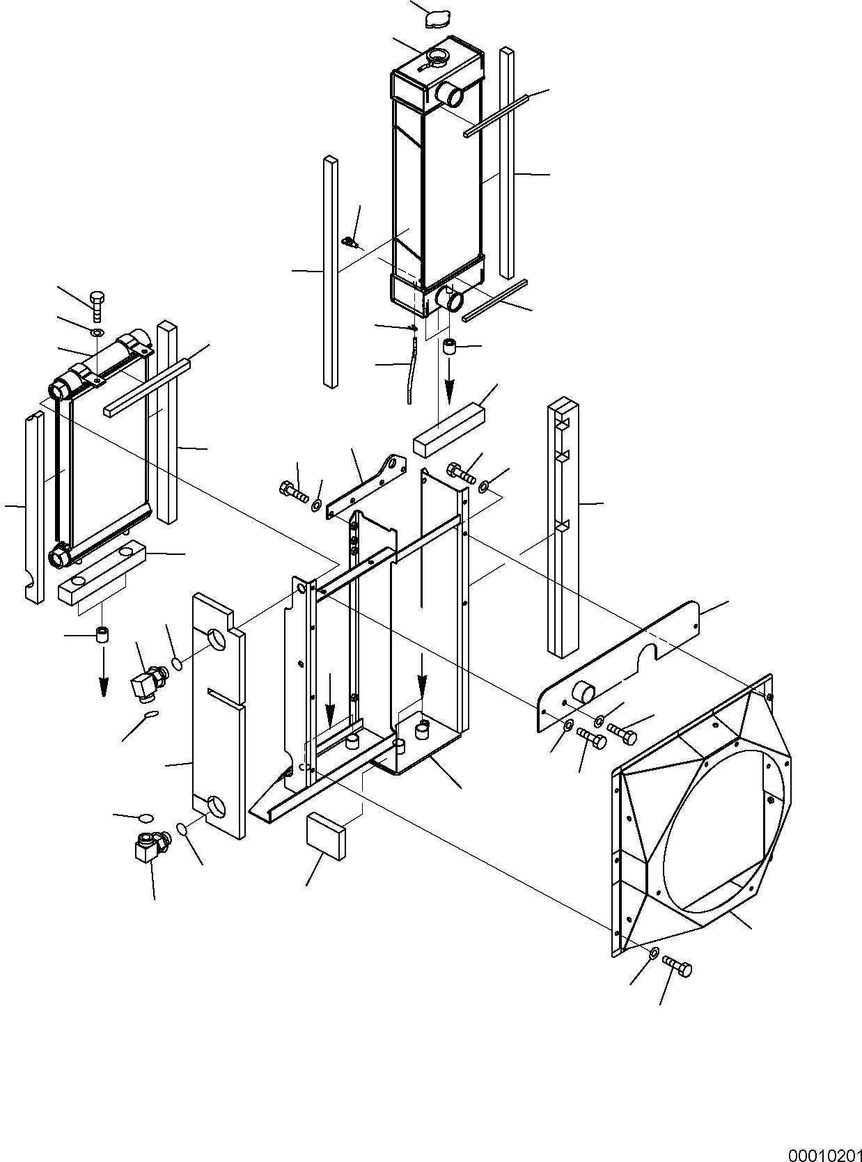 Komatsu parts book diagram for PC50MR-2 S/N F00103 AND UP: RADIATOR (2/2)