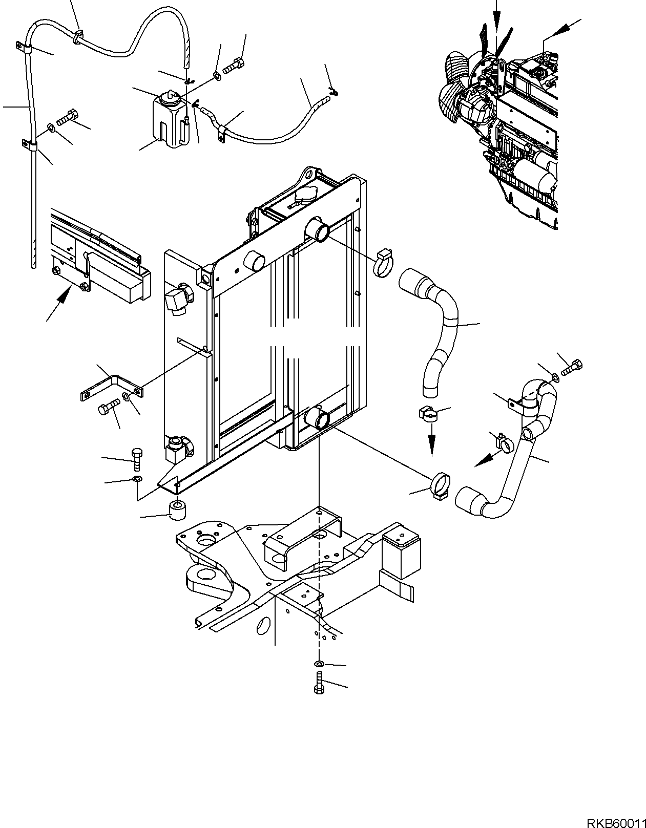 Komatsu parts book diagram for PC50MR-2 S/N F00103 AND UP: RADIATOR (FOR AIR CONDITIONER) (1/2)