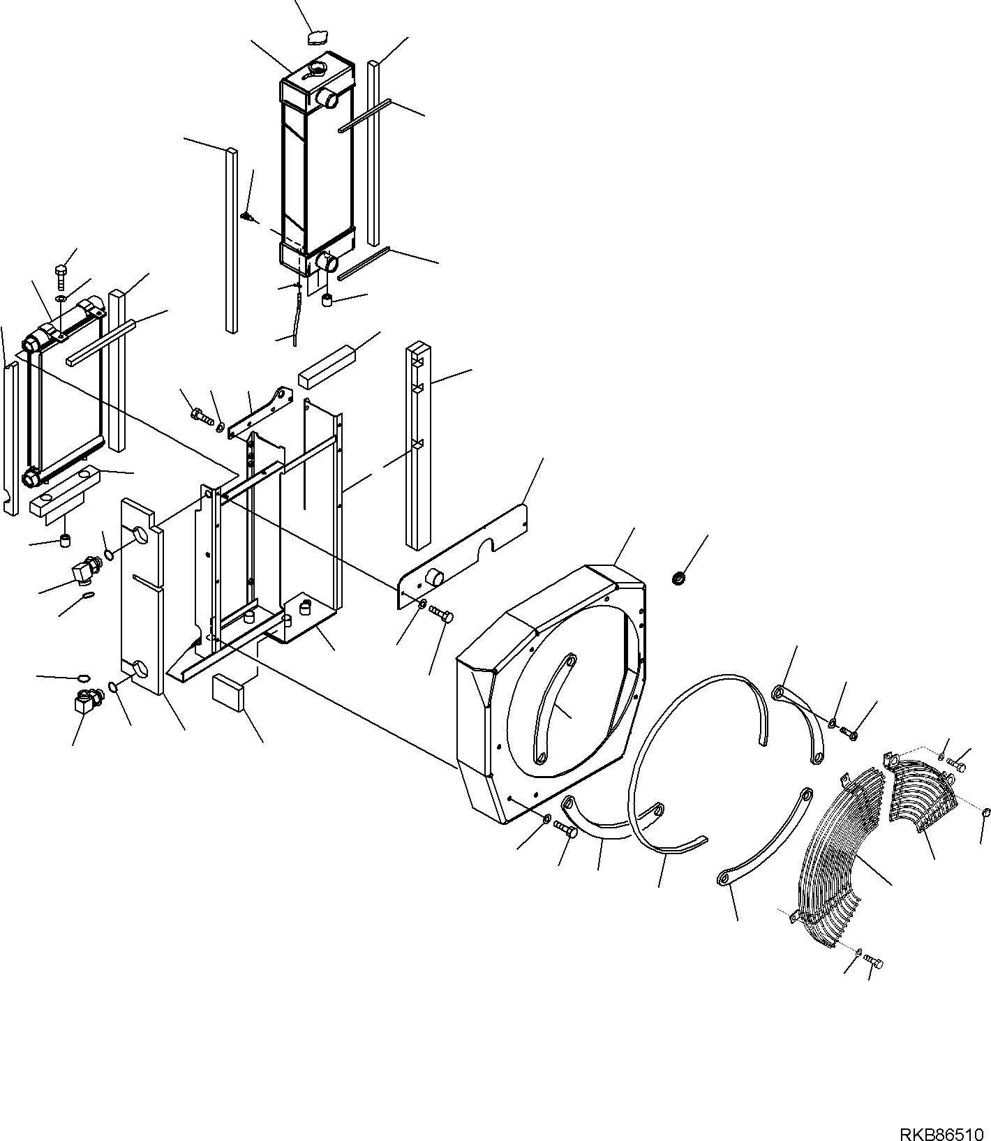 Komatsu parts book diagram for PC50MR-2 S/N F00103 AND UP: RADIATOR (FOR AIR CONDITIONER) (2/2)