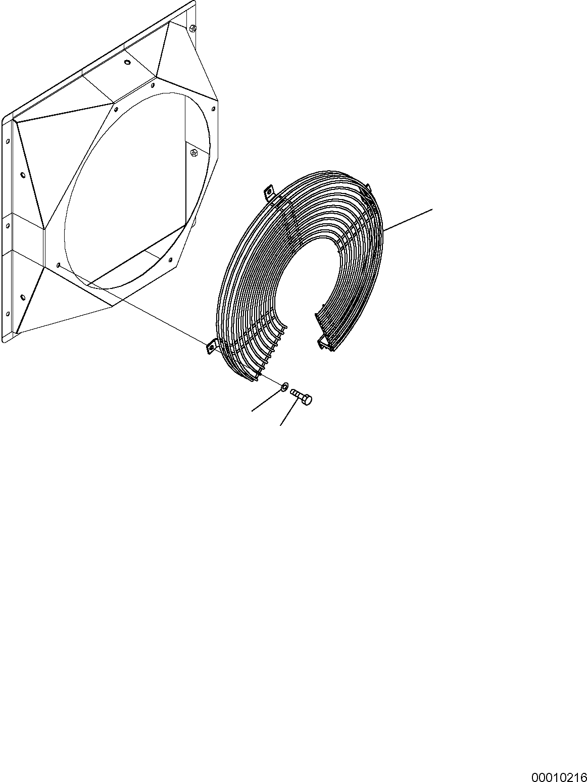 Komatsu parts book diagram for PC50MR-2 S/N F00103 AND UP: FAN GUARD