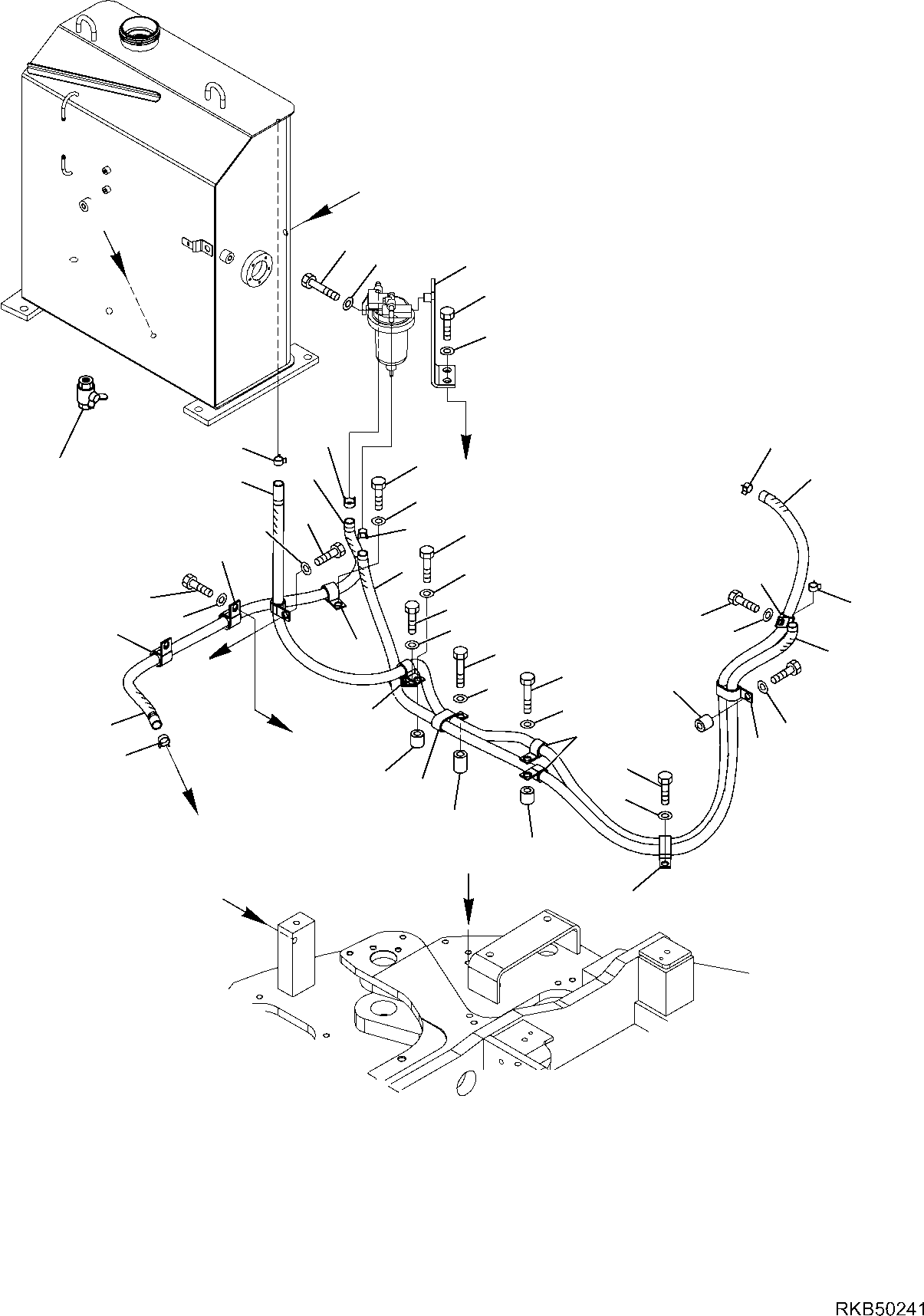 Komatsu parts book diagram for PC50MR-2 S/N F00103 AND UP: FUEL PIPING