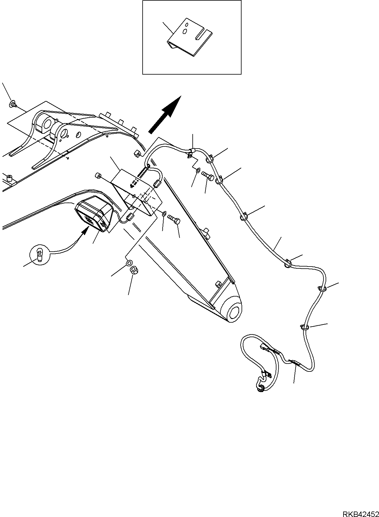 Komatsu parts book diagram for PC50MR-2 S/N F00103 AND UP: WORK LIGHT (BOOM)
