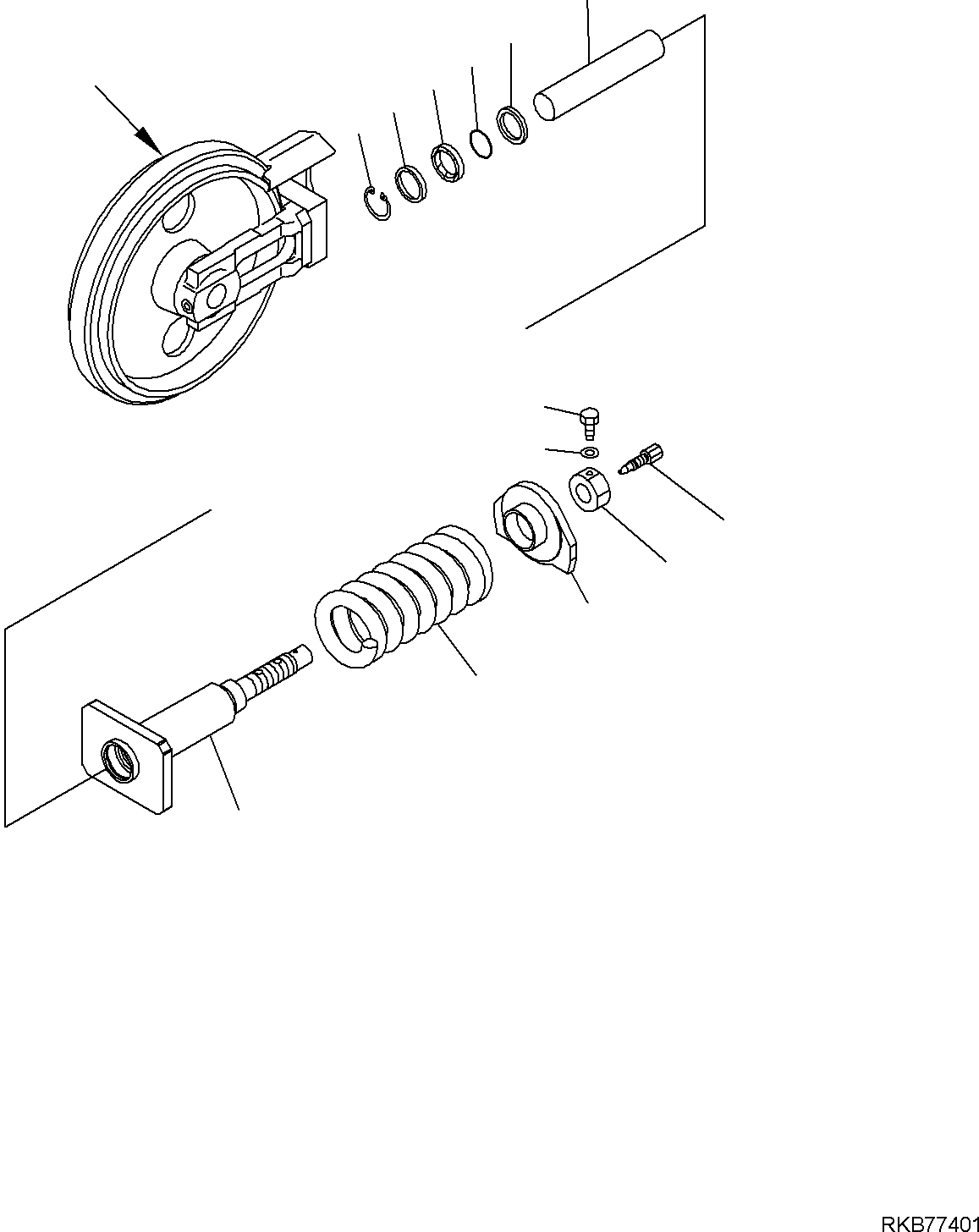 Komatsu parts book diagram for PC50MR-2 S/N F00103 AND UP: IDLER CUSHION (RUBBER SHOE)