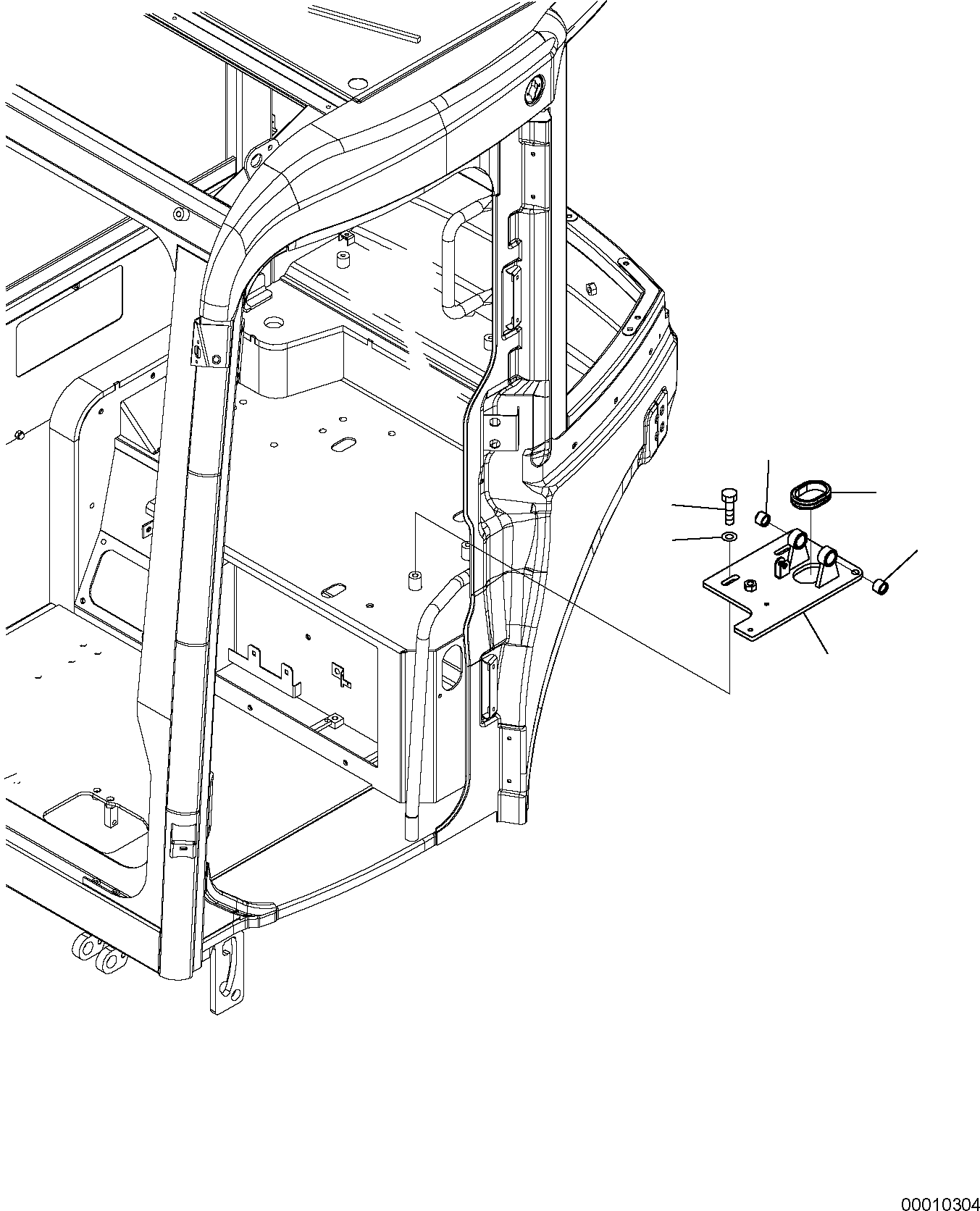 Komatsu parts book diagram for PC50MR-2 S/N F00103 AND UP: L.H. PPC VALVE SUPPORT (CAB)