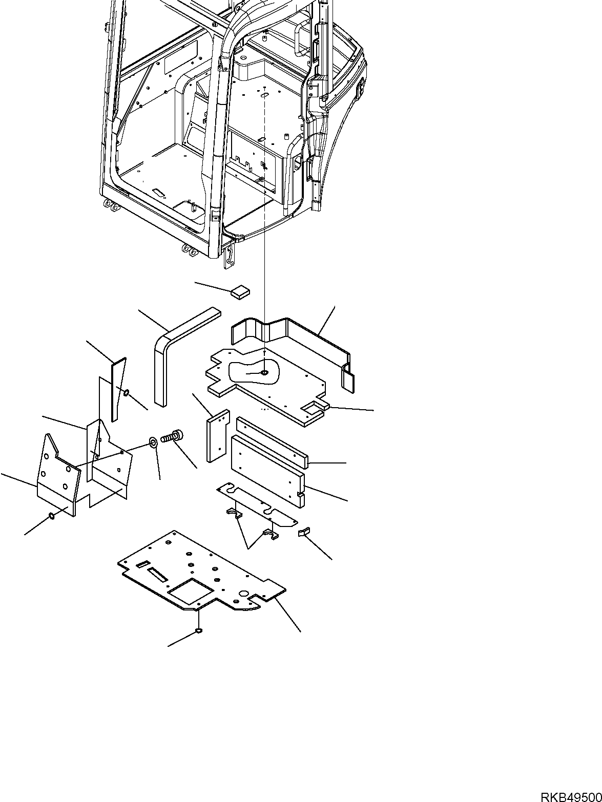 Komatsu parts book diagram for PC50MR-2 S/N F00103 AND UP: SOUND-PROOFING (CAB)