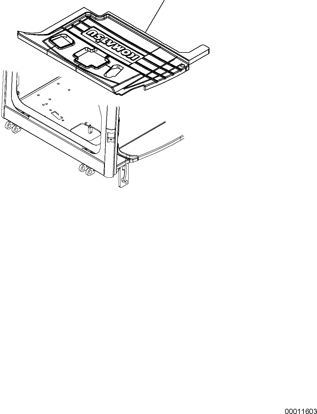 Komatsu parts book diagram for PC50MR-2 S/N F00103 AND UP: FLOOR MAT (CAB)