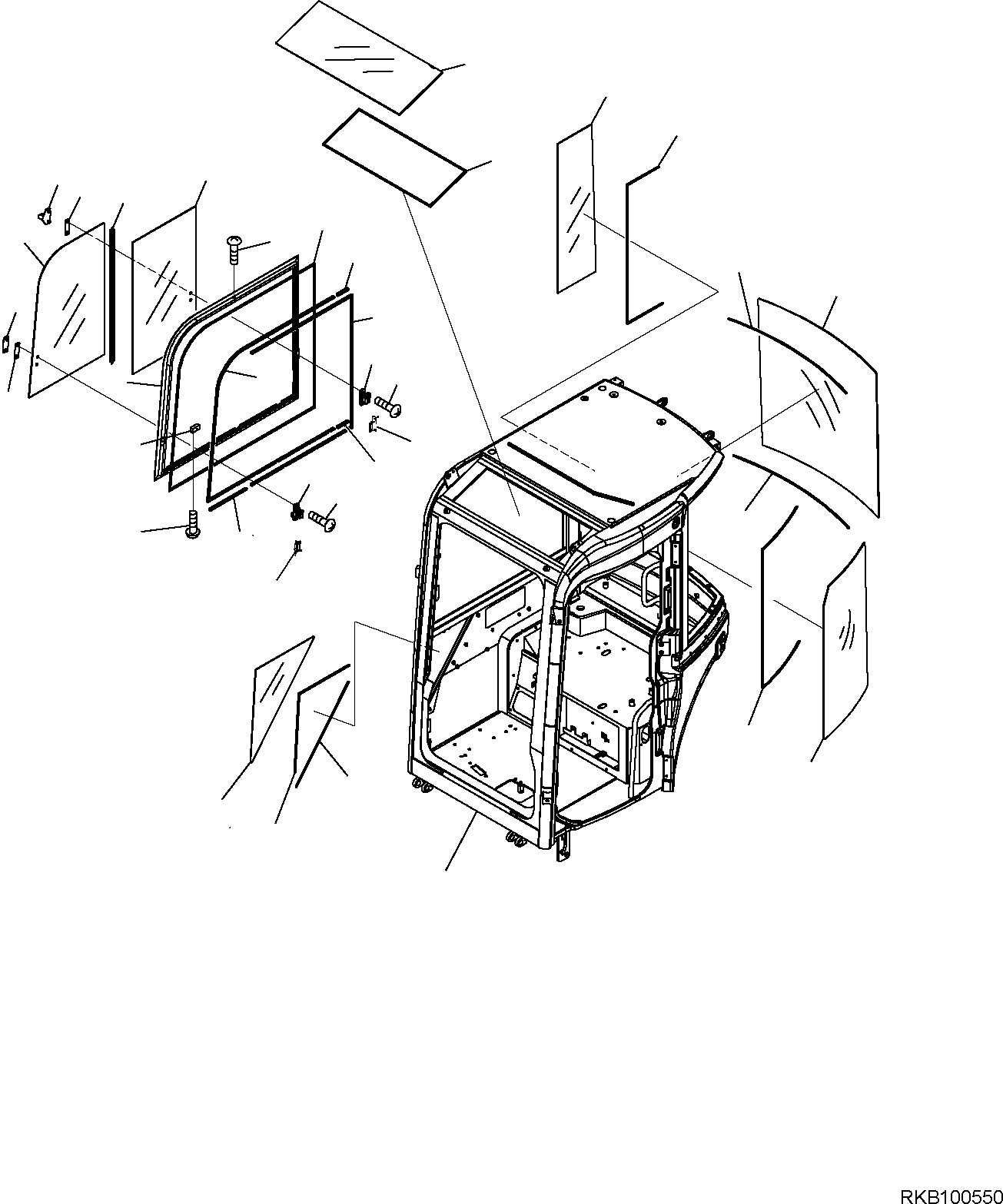 Komatsu parts book diagram for PC50MR-2 S/N F00103 AND UP: CAB (1/8)