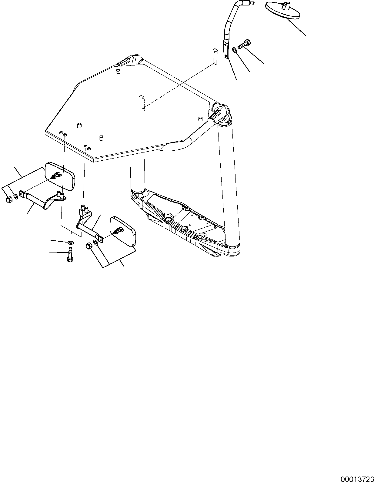 Komatsu parts book diagram for PC50MR-2 S/N F00103 AND UP: VIEW MIRROR (CANOPY)