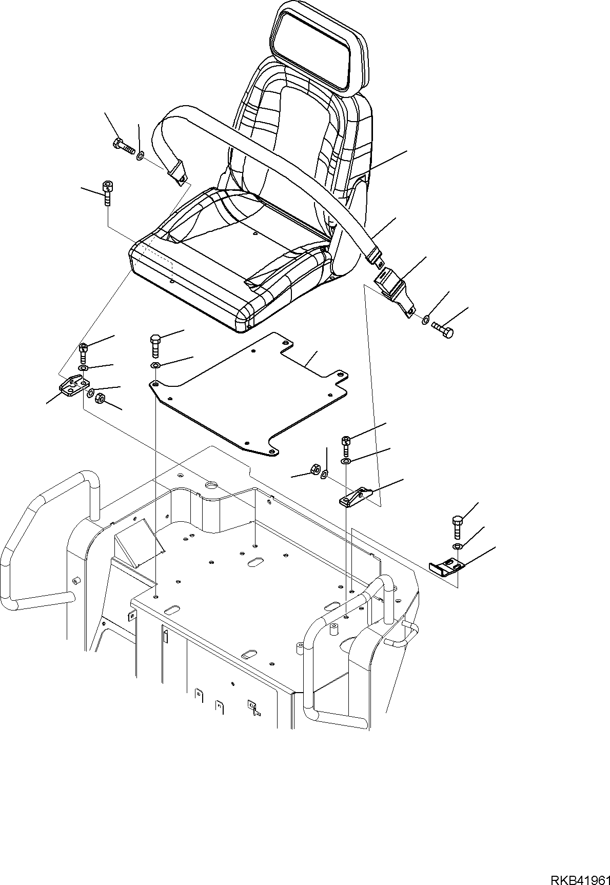 Komatsu parts book diagram for PC50MR-2 S/N F00103 AND UP: OPERATOR'S SEAT (CAB) (KILOUTOU SPEC.)