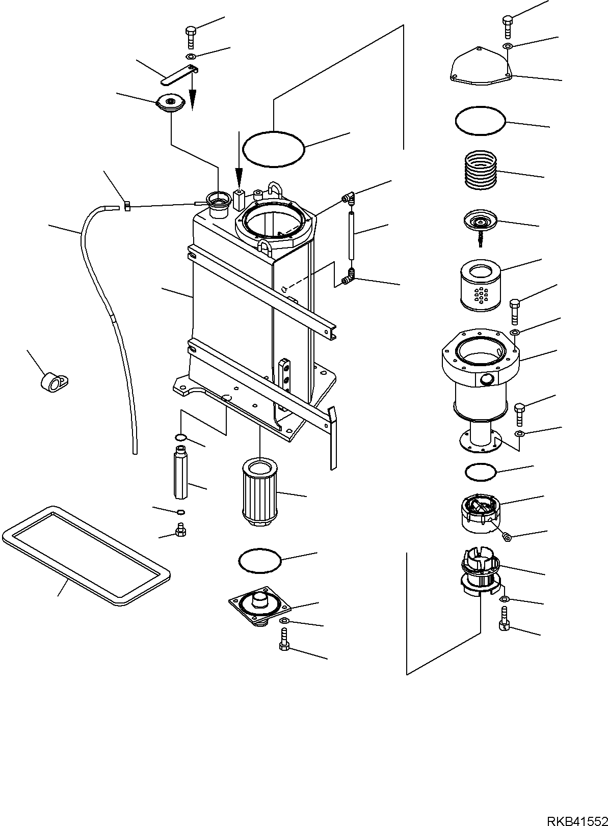 Komatsu parts book diagram for PC50MR-2 S/N F00103 AND UP: HYDRAULIC OIL TANK (1/2)