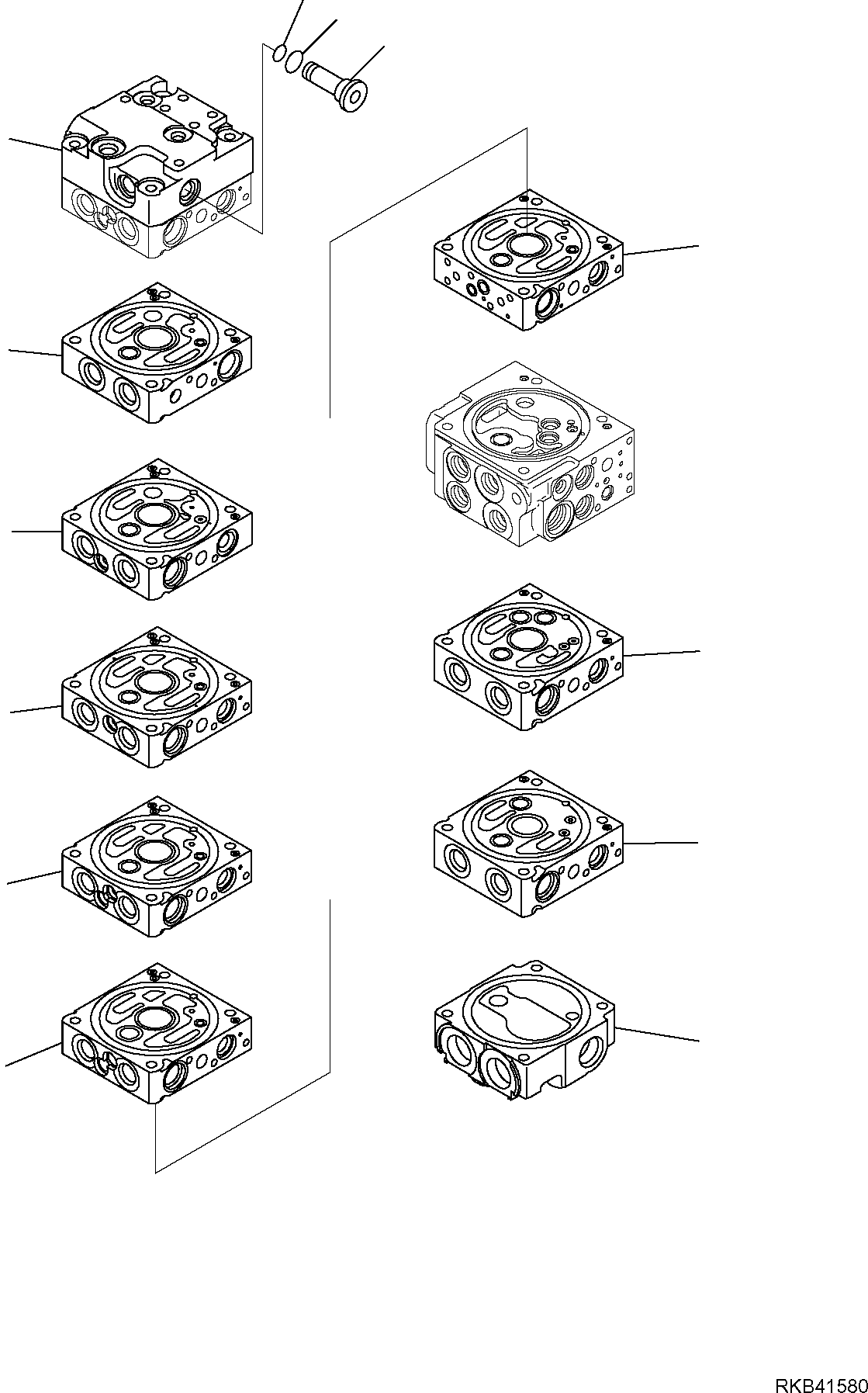 Komatsu parts book diagram for PC50MR-2 S/N F00103 AND UP: CONTROL VALVE (1/22)
