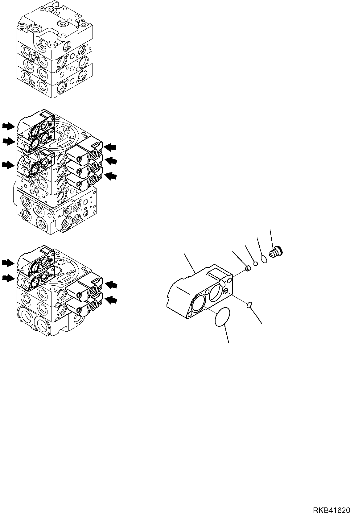 Komatsu parts book diagram for PC50MR-2 S/N F00103 AND UP: CONTROL VALVE (5/22)